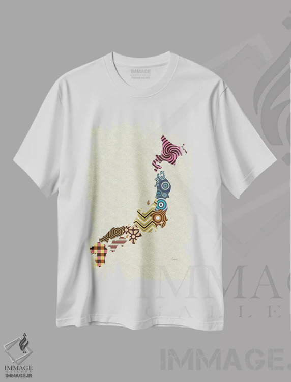 تیشرت سفید طرح دار "ژاپن"، تزئینی اثر لانره استودیو | فروشگاه ایماژ