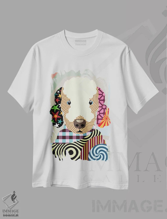 تیشرت سفید طرح دار "بیدلینگتون تریر"، تزئینی اثر لانره استودیو | immage.ir
