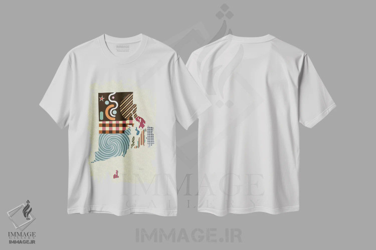 تیشرت سفید طرح دار "ایالت رود آیلند"، تزئینی اثر لانره استودیو | فروشگاه ایماژ