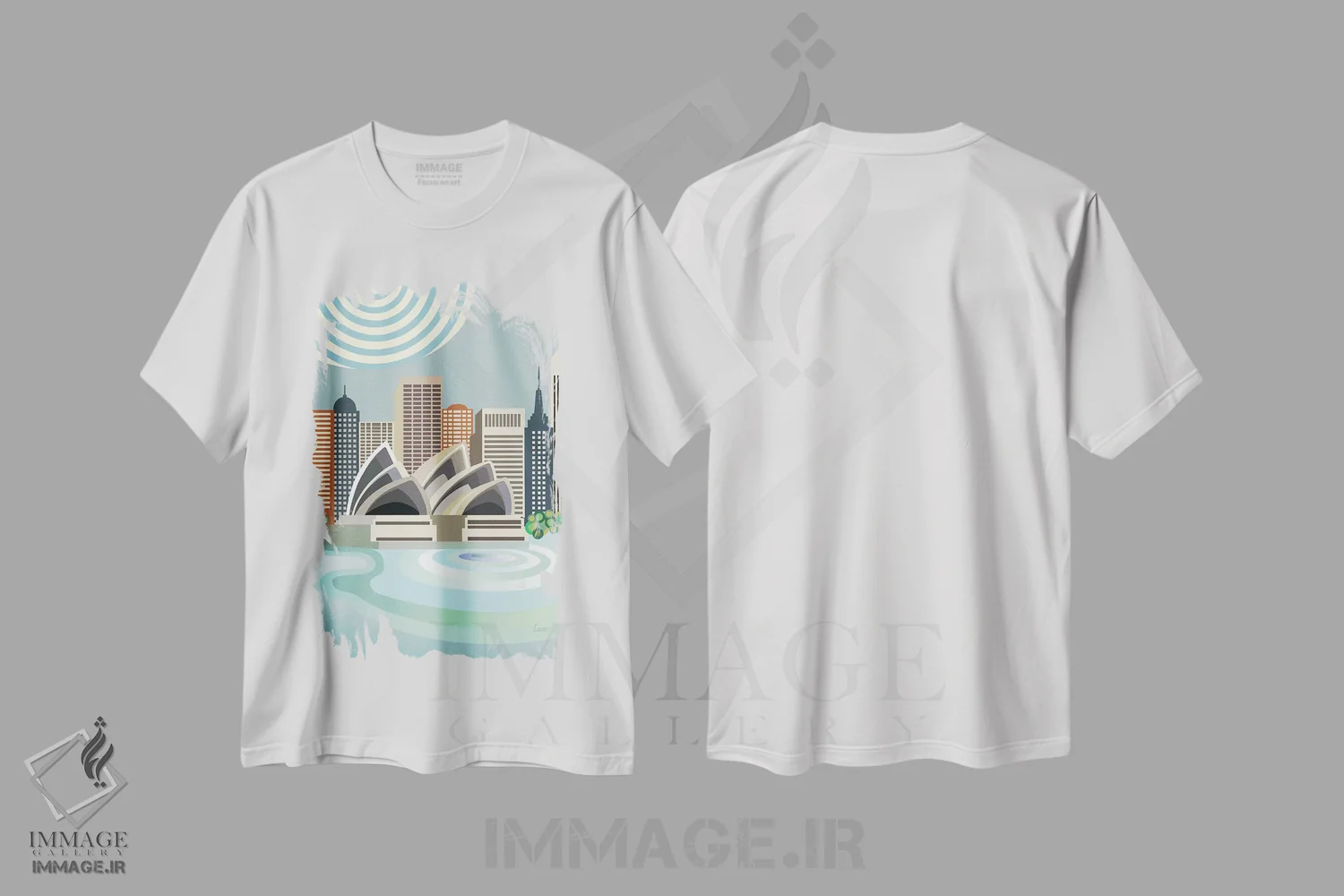 تیشرت سفید طرح دار "اپرای سیدنی"، تزئینی اثر لانره استودیو | immage.ir