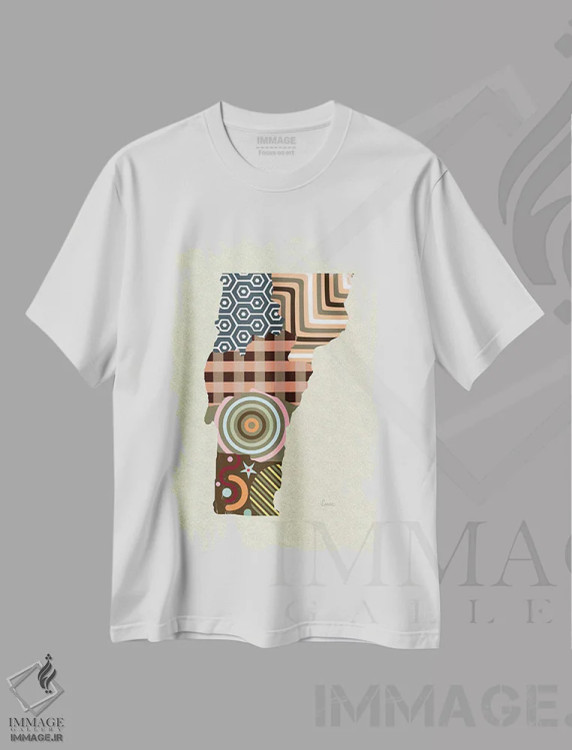 تیشرت سفید طرح دار "ایالت ورمونت"، تزئینی اثر لانره استودیو | فروشگاه ایماژ