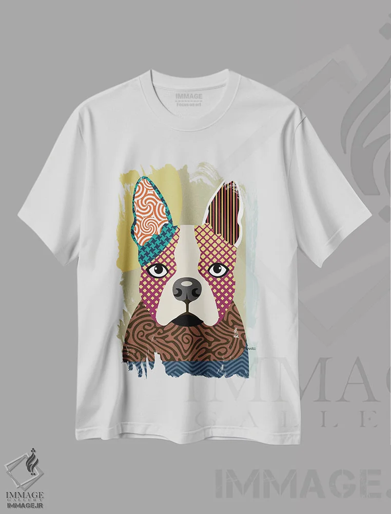 تیشرت سفید طرح دار "بوستون تریر"، تزئینی اثر لانره استودیو | فروشگاه ایماژ