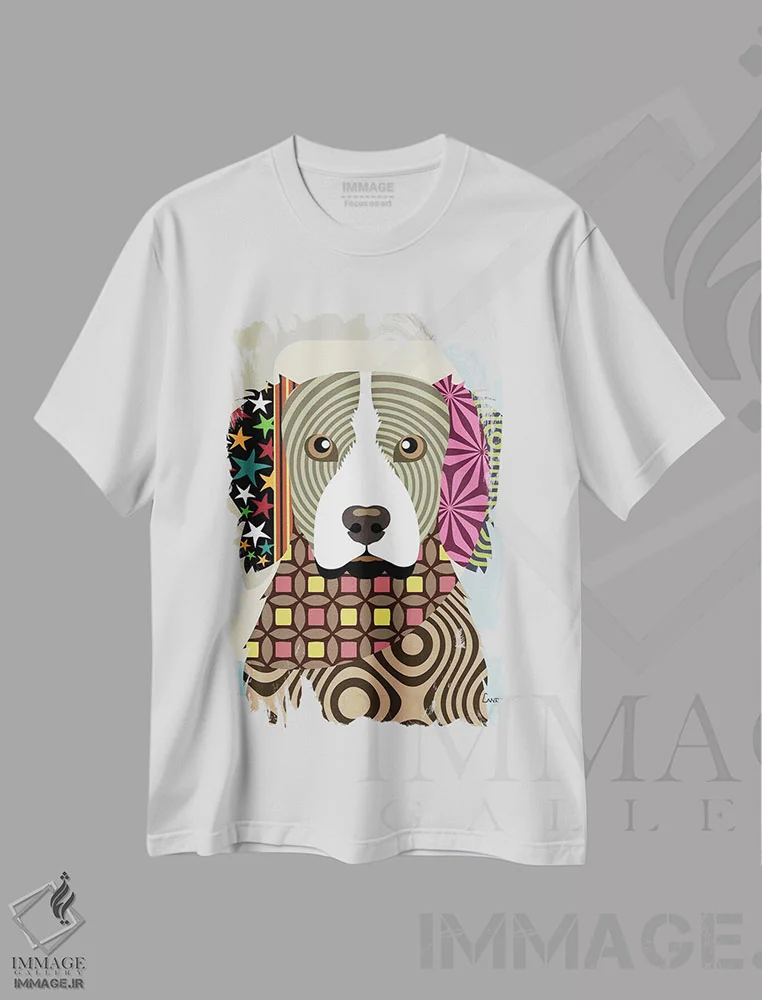 تیشرت سفید طرح دار "بریتانی اسپانیل ها"، تزئینی اثر لانره استودیو | فروشگاه ایماژ