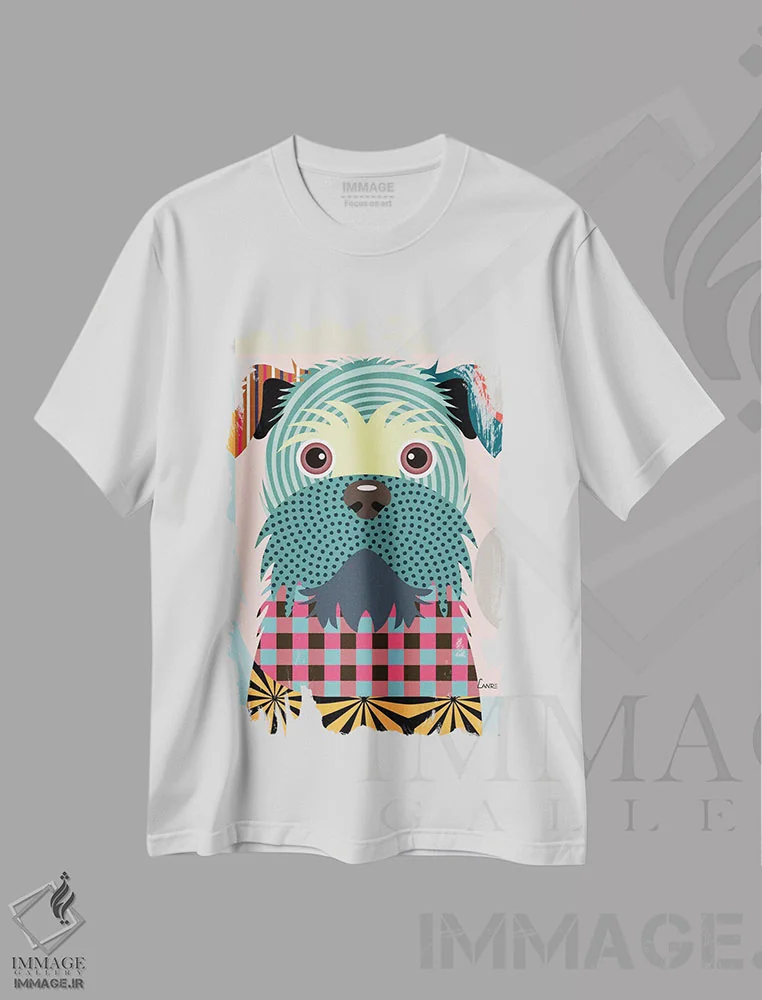 تیشرت سفید طرح دار "بروسلز گریفون"، تزئینی اثر لانره استودیو | فروشگاه ایماژ