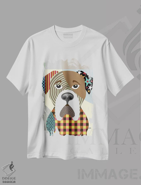 تیشرت سفید طرح دار "بولماستیف"، تزئینی اثر لانره استودیو | فروشگاه ایماژ