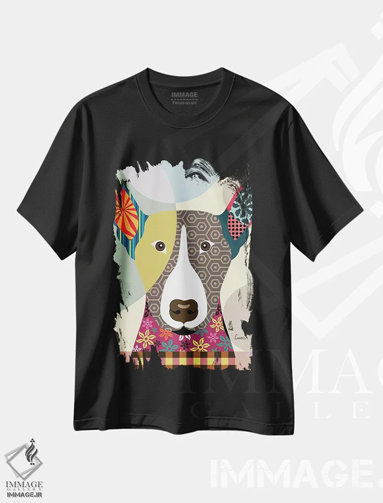 تیشرت مشکی طرح دار "بول تریر"، تزئینی اثر لانره استودیو | فروشگاه ایماژ