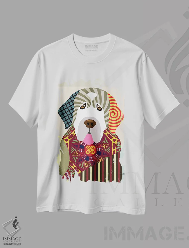 تیشرت سفید طرح دار "کلامبر اسپانیل" اثر لانره استودیو | فروشگاه ایماژ