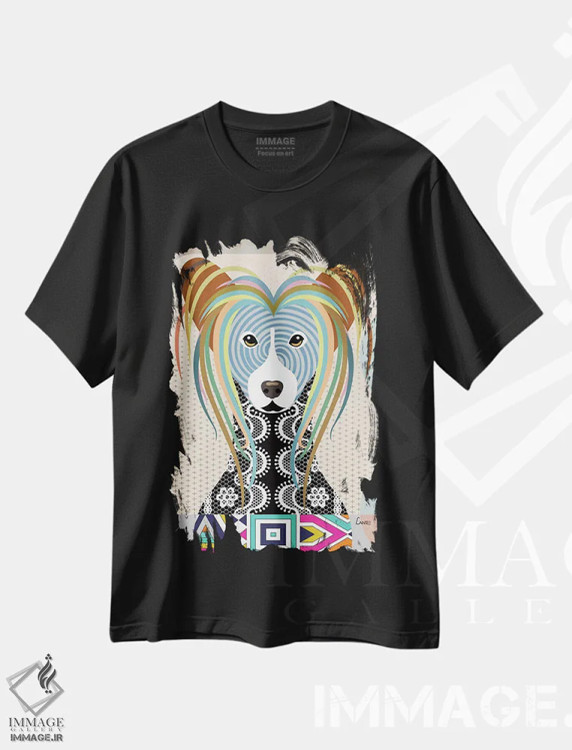 تیشرت مشکی طرح دار "چاینیز کرستد"، تزئینی اثر لانره استودیو | فروشگاه ایماژ