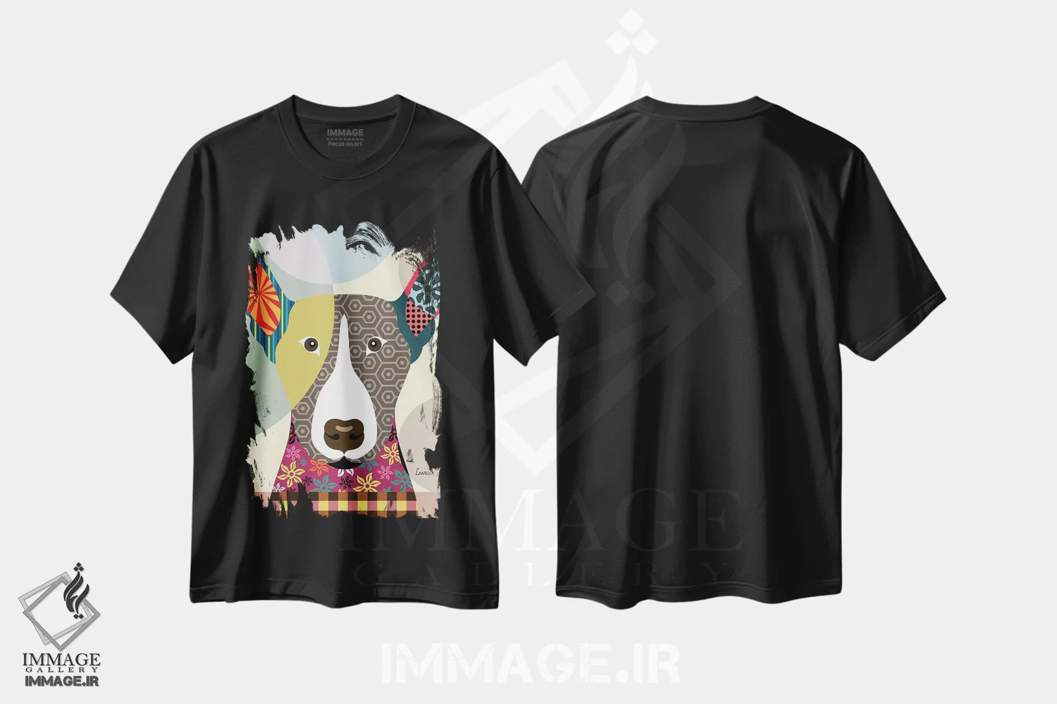 تیشرت مشکی طرح دار "بول تریر"، تزئینی اثر لانره استودیو | فروشگاه ایماژ