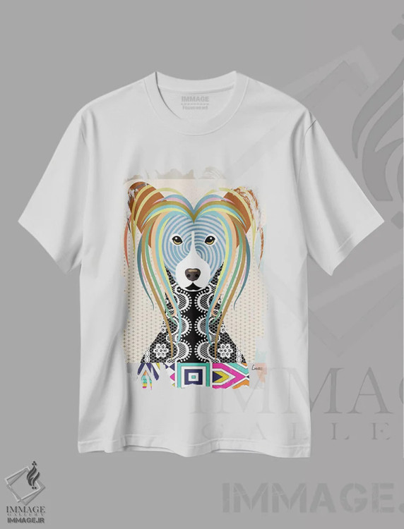 تیشرت سفید طرح دار "چاینیز کرستد"، تزئینی اثر لانره استودیو | immage.ir