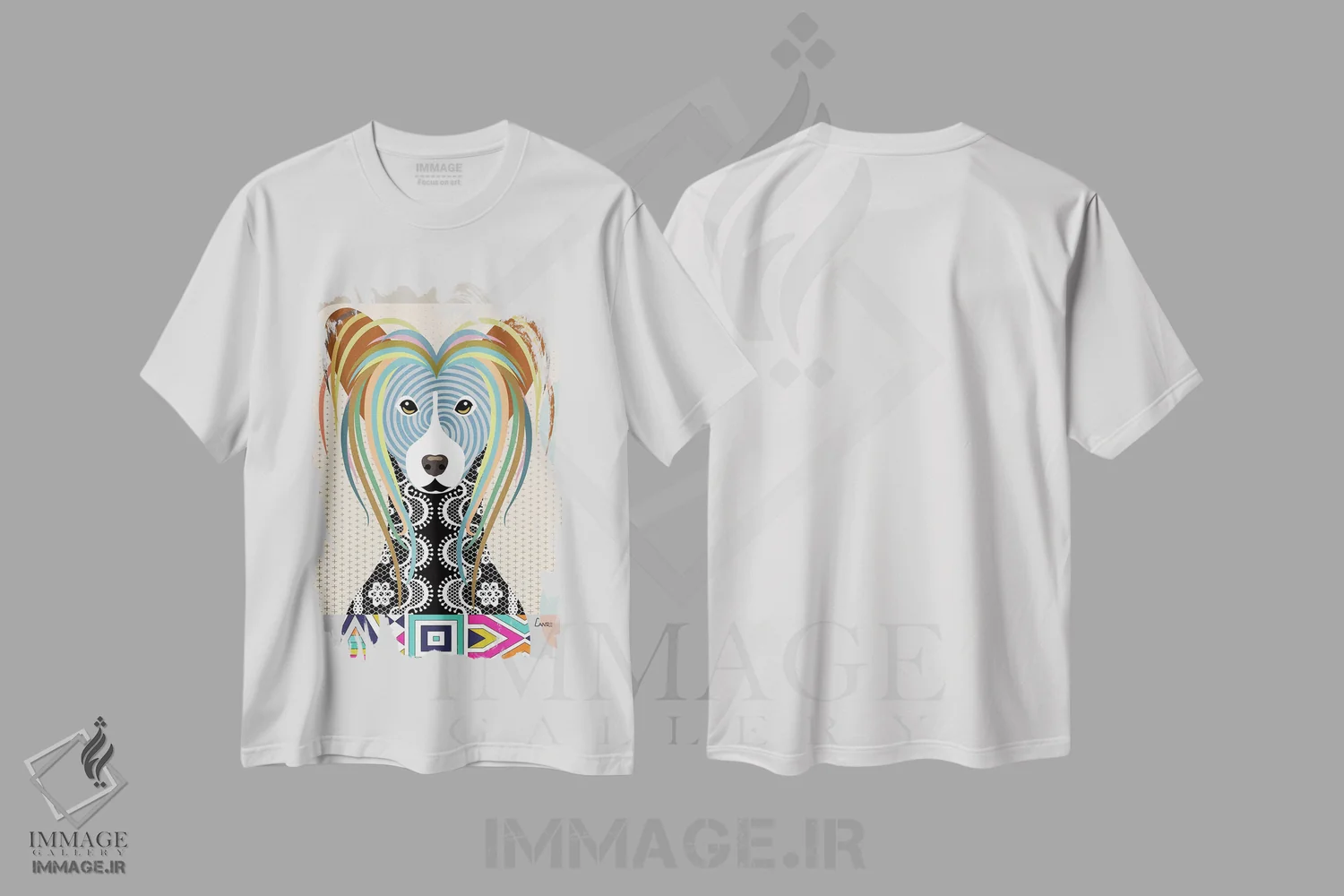 تیشرت سفید طرح دار "چاینیز کرستد"، تزئینی اثر لانره استودیو | immage.ir