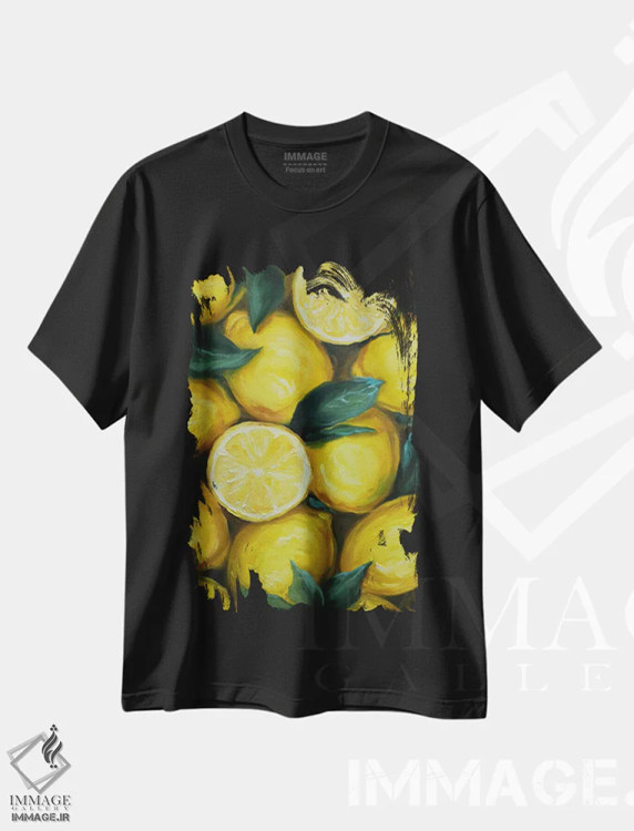 تیشرت مشکی طرح دار لیموها، دکور معاصر اثر جین لانتسمن | فروشگاه ایماژ