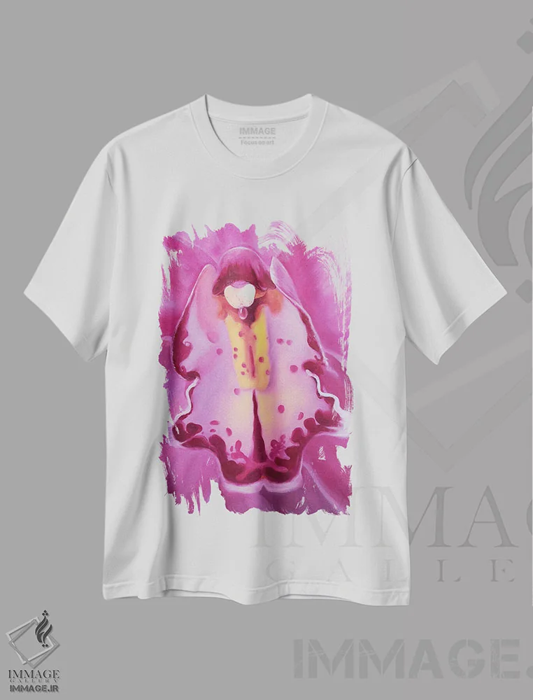 تیشرت سفید طرح دار ارکیده، دکور معاصر اثر جین لانتسمن | فروشگاه ایماژ