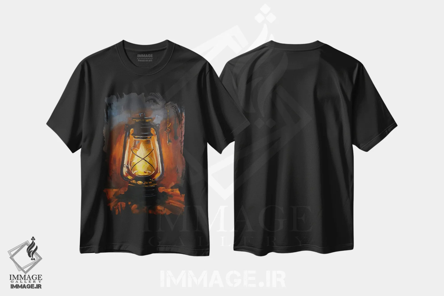 تیشرت مشکی طرح دار چراغ کرزین داغ و یک کلید، دکور معاصر اثر جین لانتسمن | فروشگاه ایماژ