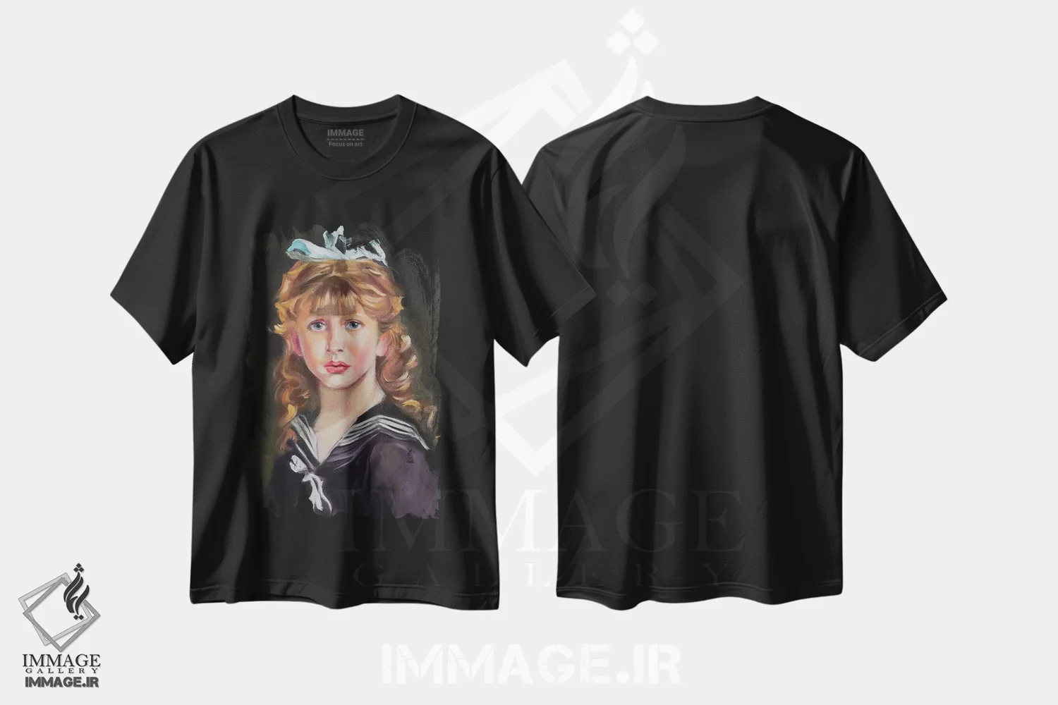 تیشرت مشکی طرح دار دختر کوچولو و پاپیون، دکور معاصر اثر جین لانتسمن | immage.ir
