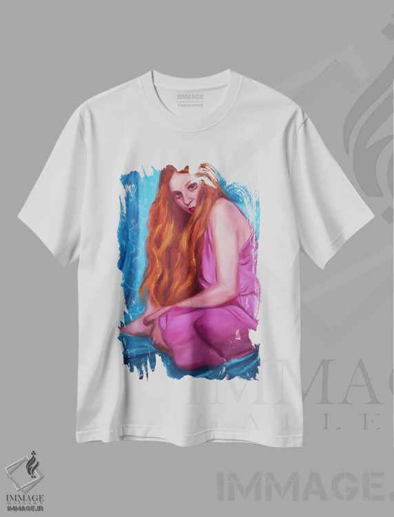 تیشرت سفید طرح دار تصویر دختر قرمز مو، دکور معاصر اثر جین لانتسمن | immage.ir