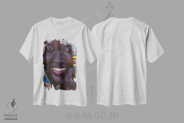 تیشرت سفید طرح دار لبخند زیبا. آفریقایی، هنر آمریکایی آفریقایی تبار اثر جین لانتسمن | immage.ir
