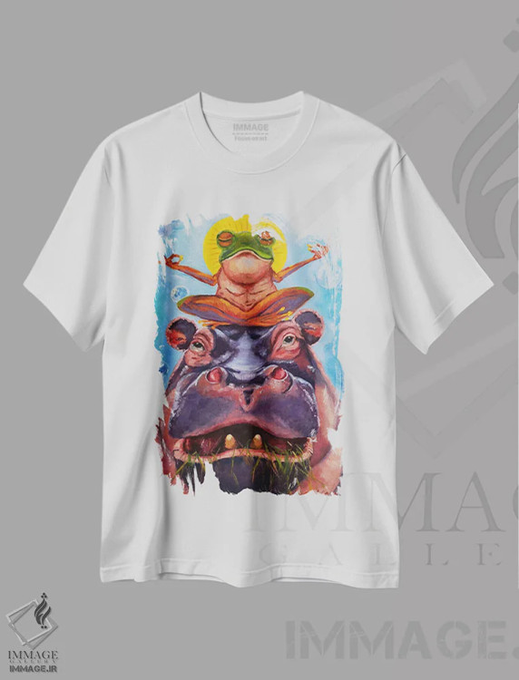 تیشرت سفید طرح دار جسم و روح. اسب آبی و دوستش، دکور معاصر اثر جین لانتسمن | immage.ir