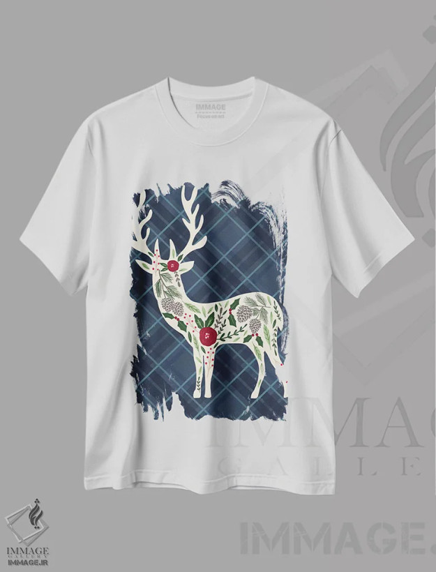 تیشرت سفید طرح دار "کلبه دنج کریسمس ۲"، دکور تعطیلات اثر لوییز آلن | فروشگاه ایماژ