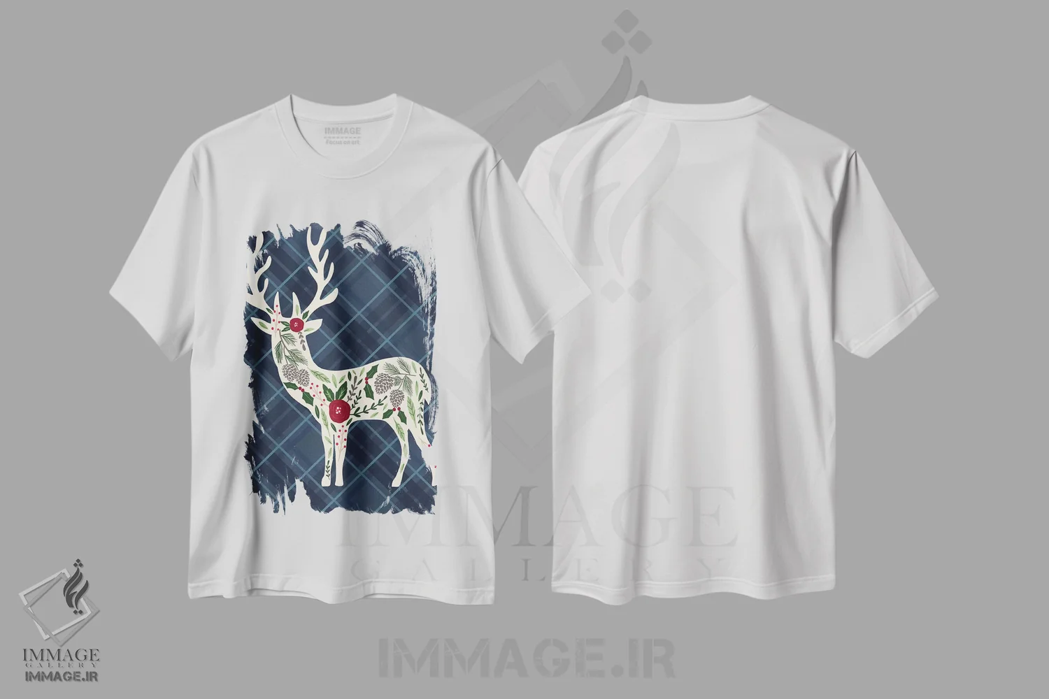 تیشرت سفید طرح دار "کلبه دنج کریسمس ۲"، دکور تعطیلات اثر لوییز آلن | فروشگاه ایماژ