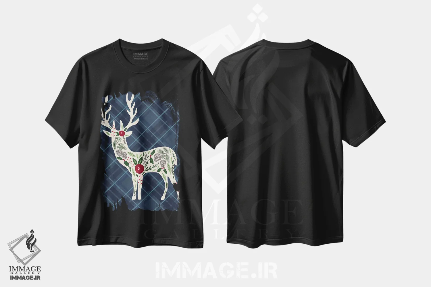 تیشرت مشکی طرح دار "کلبه دنج کریسمس ۲"، دکور تعطیلات اثر لوییز آلن | immage.ir