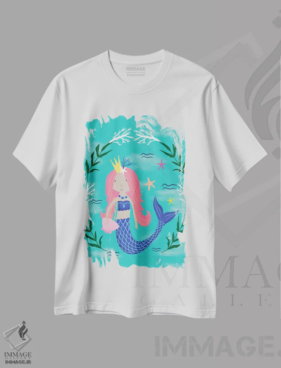 تیشرت سفید طرح دار "پری های دریایی جادویی"، هنر دیجیتال اثر لوییز آلن | immage.ir
