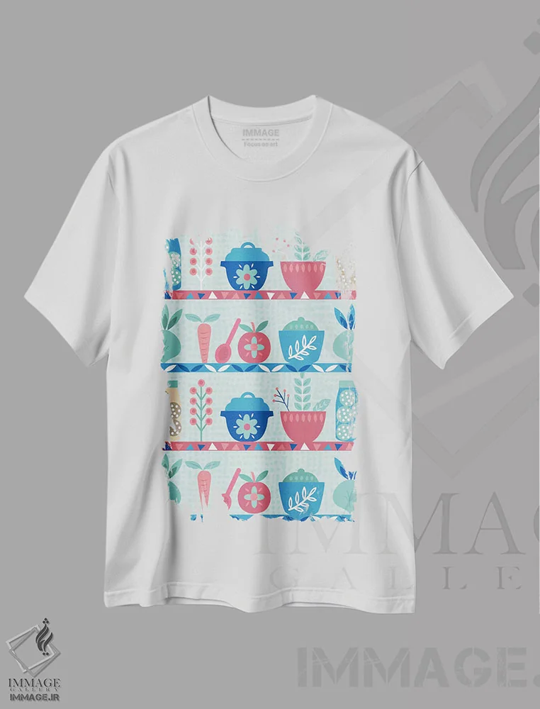 تیشرت سفید طرح دار "زمان آشپزخانه ۲"، تزئینی اثر لوییز آلن | فروشگاه ایماژ