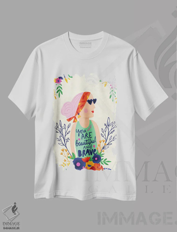 تیشرت سفید طرح دار "خودت را بپذیر"، هنر دیجیتال اثر لوییز آلن | فروشگاه ایماژ