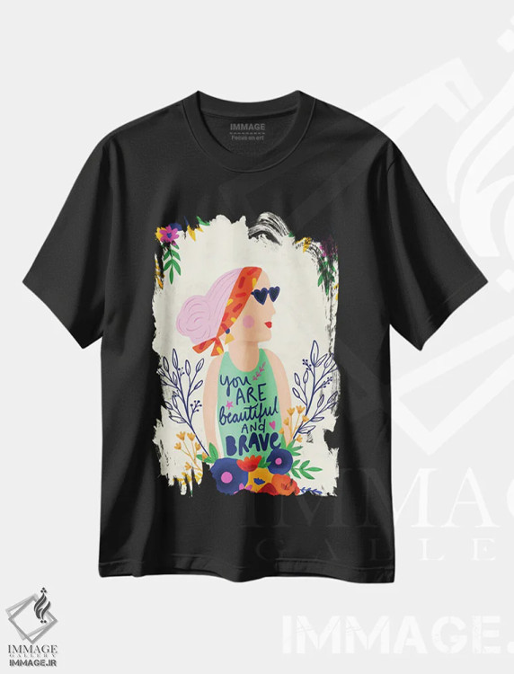 تیشرت مشکی طرح دار "خودت را بپذیر"، هنر دیجیتال اثر لوییز آلن | immage.ir