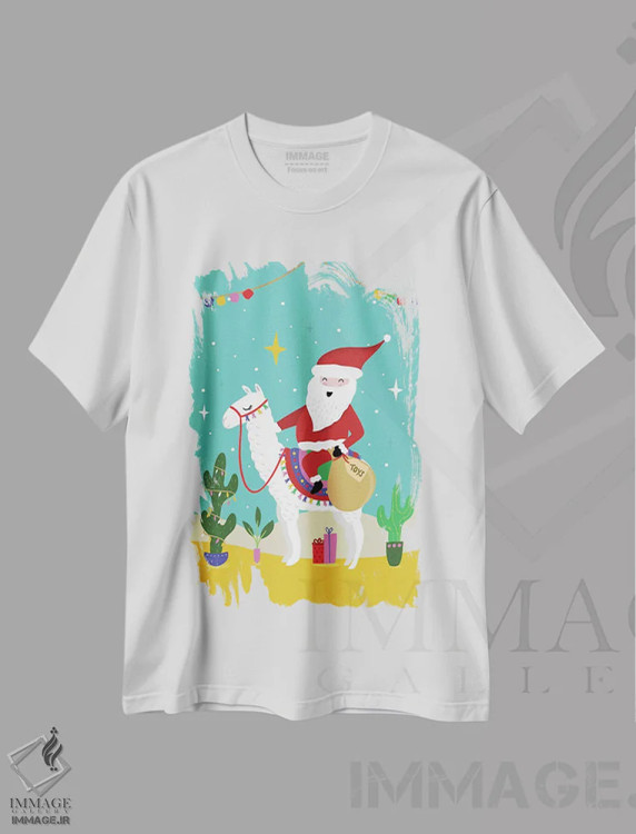 تیشرت سفید طرح دار "کریسمس مبارک"، تزئینی اثر لوییز آلن | فروشگاه ایماژ