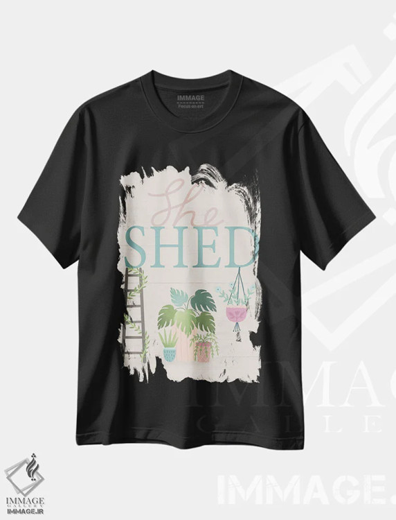 تیشرت مشکی طرح دار "آلونک زنانه"، هنر دیجیتال اثر لوییز آلن | فروشگاه ایماژ