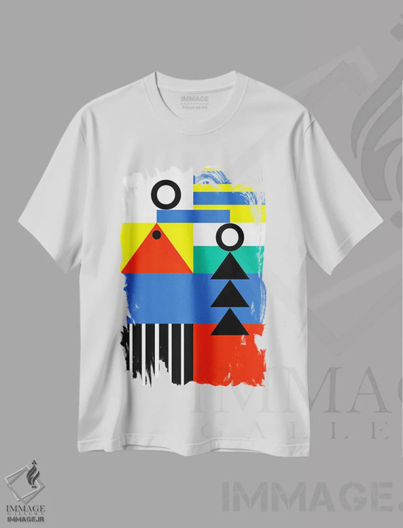 تیشرت سفید طرح دار "زندگی بارها و بارها آغاز می شود"، آبستره اثر لورا اوبون | immage.ir