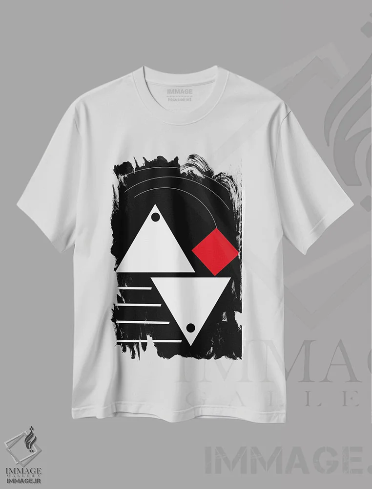 تیشرت سفید طرح دار "تعادل"، آبستره اثر لورا اوبون | فروشگاه ایماژ