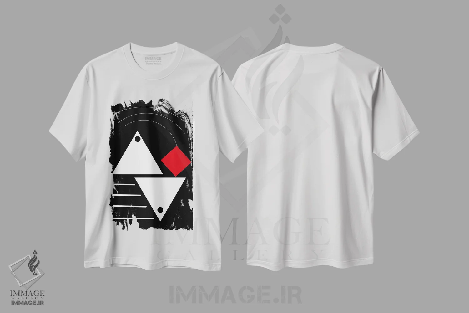 تیشرت سفید طرح دار "تعادل"، آبستره اثر لورا اوبون | فروشگاه ایماژ