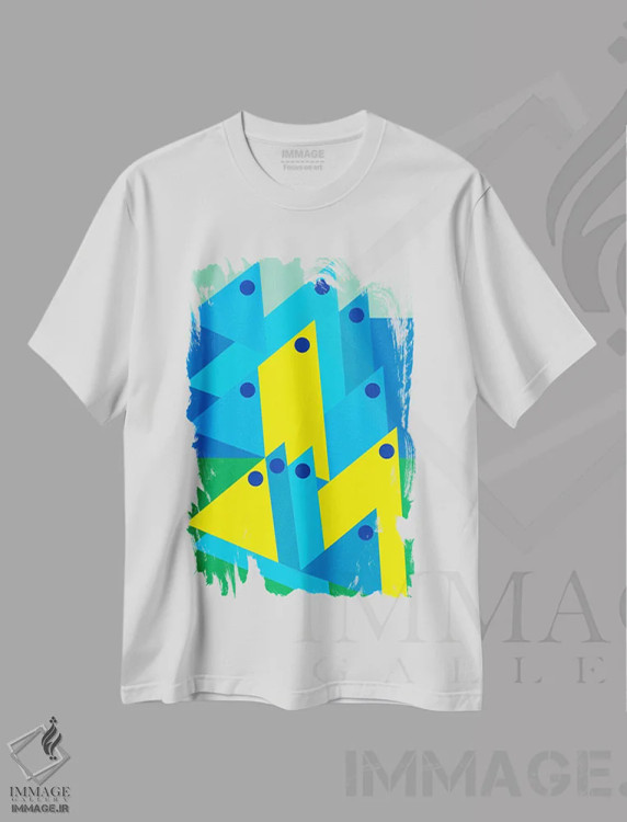 تیشرت سفید طرح دار "جنگجویان فروتن"، آبستره اثر لورا اوبون | immage.ir