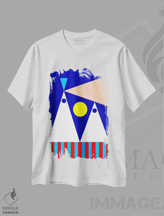 تیشرت سفید طرح دار "شب های صاف"، آبستره اثر لورا اوبون | immage.ir