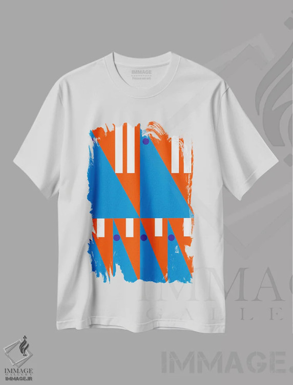 تیشرت سفید طرح دار "آهسته اما پیوسته"، آبستره اثر لورا اوبون | immage.ir