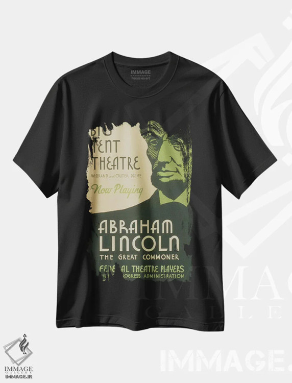 تیشرت مشکی طرح دار "ابراهام لینکلن: مرد بزرگ مردم"، تزئینی اثر کتابخانه کنگره | فروشگاه ایماژ