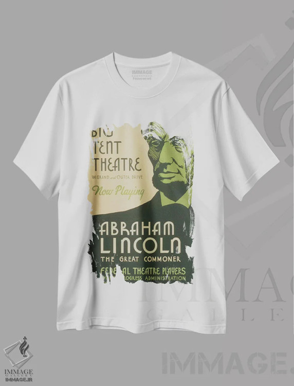 تیشرت سفید طرح دار "ابراهام لینکلن: مرد بزرگ مردم"، تزئینی اثر کتابخانه کنگره | immage.ir