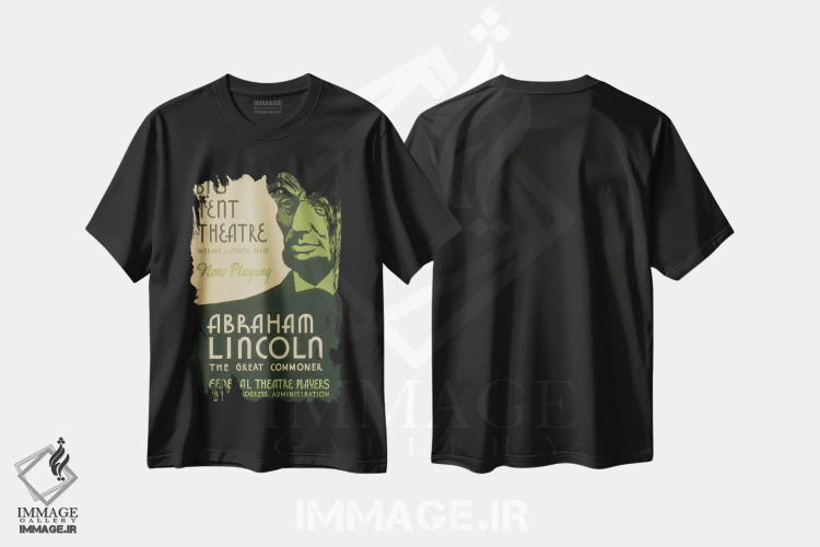 تیشرت مشکی طرح دار "ابراهام لینکلن: مرد بزرگ مردم"، تزئینی اثر کتابخانه کنگره | فروشگاه ایماژ