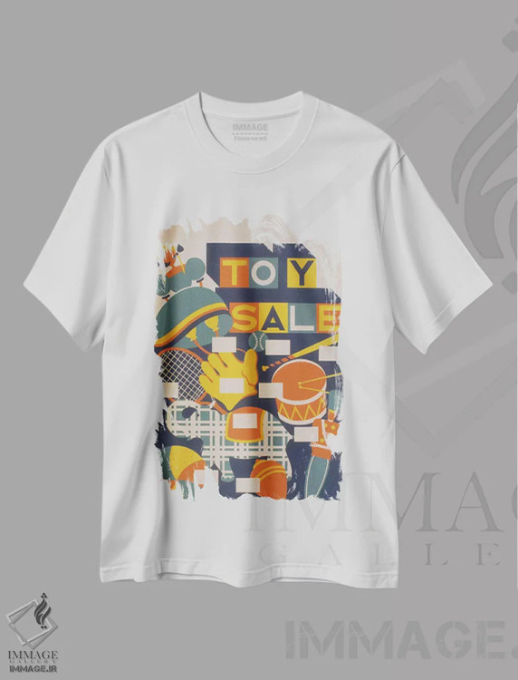 تیشرت سفید طرح دار "فروش اسباب بازی"، تزئینی اثر کتابخانه کنگره | فروشگاه ایماژ