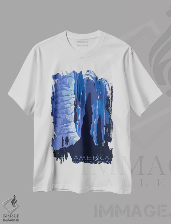 تیشرت سفید طرح دار "غارها"، تزئینی اثر کتابخانه کنگره | immage.ir