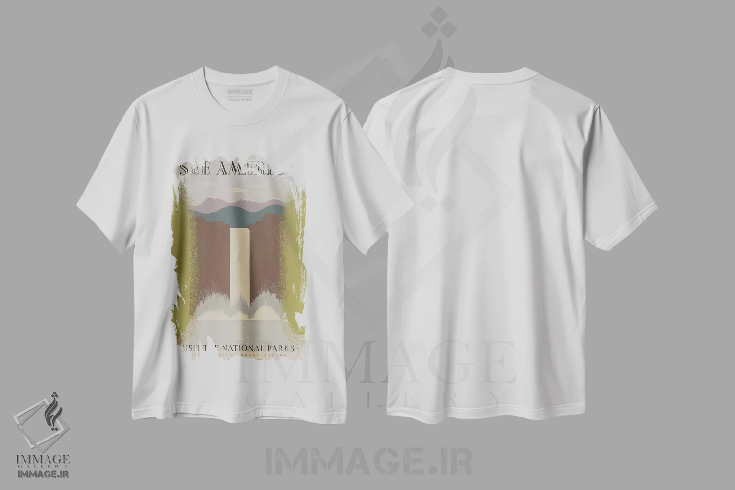 تیشرت سفید طرح دار "از پارک های ملی دیدن کنید"، تزئینی اثر کتابخانه کنگره | فروشگاه ایماژ