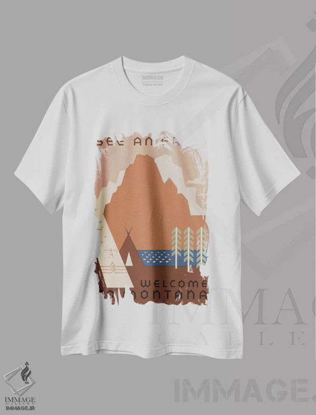 تیشرت سفید طرح دار "به مونتانا خوش آمدید ۱"، تزئینی اثر کتابخانه کنگره | فروشگاه ایماژ