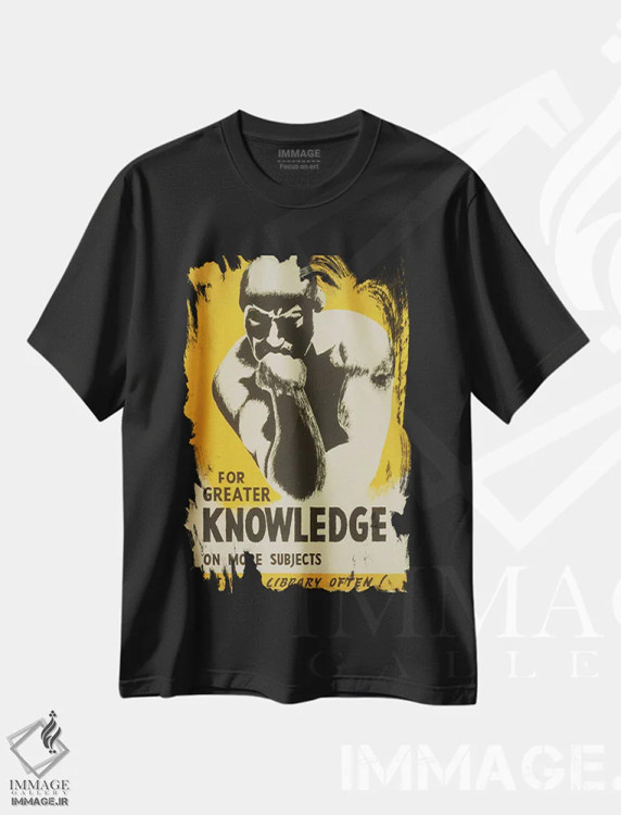 تیشرت مشکی طرح دار "کتابخانه ات را زیاد استفاده کن!"، تزئینی اثر کتابخانه کنگره | فروشگاه ایماژ