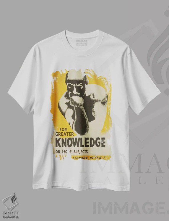تیشرت سفید طرح دار "کتابخانه ات را زیاد استفاده کن!"، تزئینی اثر کتابخانه کنگره | immage.ir