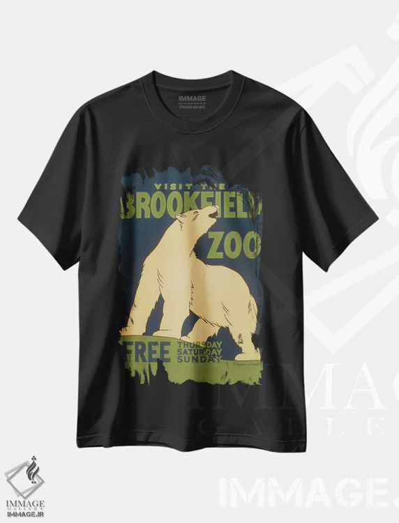 تیشرت مشکی طرح دار "از باغ وحش بروکفیلد دیدن کنید"، تزئینی اثر کتابخانه کنگره | فروشگاه ایماژ
