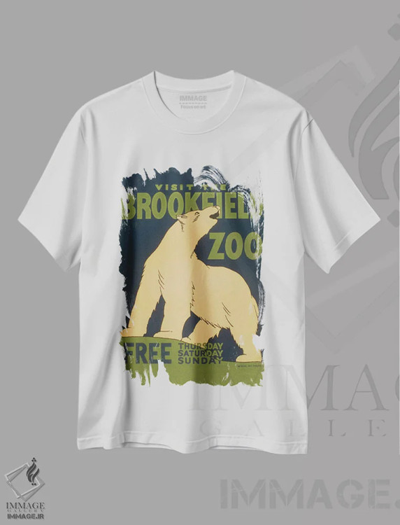 تیشرت سفید طرح دار "از باغ وحش بروکفیلد دیدن کنید"، تزئینی اثر کتابخانه کنگره | immage.ir