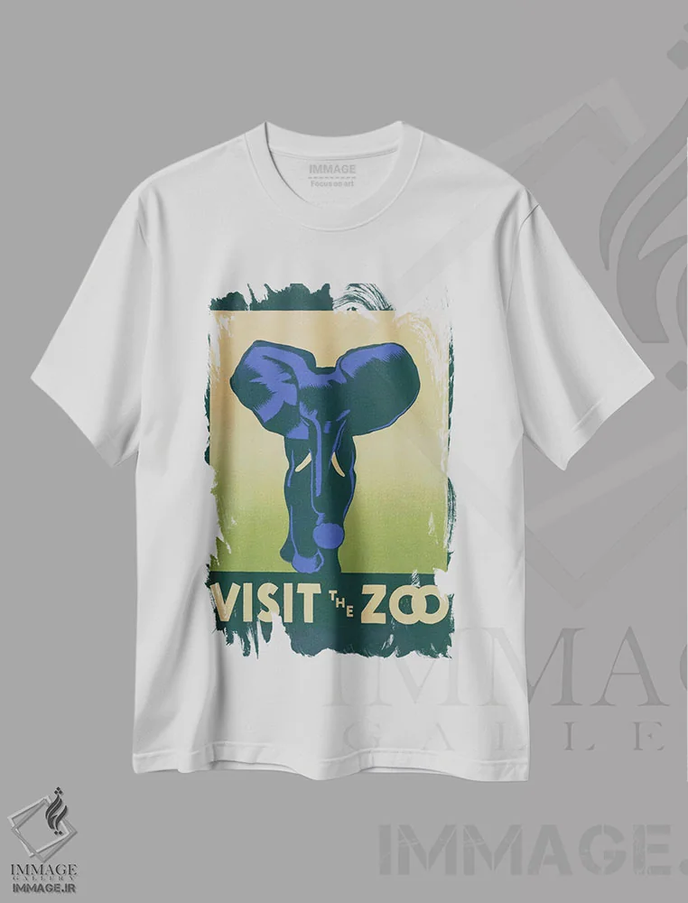 تیشرت سفید طرح دار "بازدید از باغ وحش"، تزئینی اثر کتابخانه کنگره | فروشگاه ایماژ