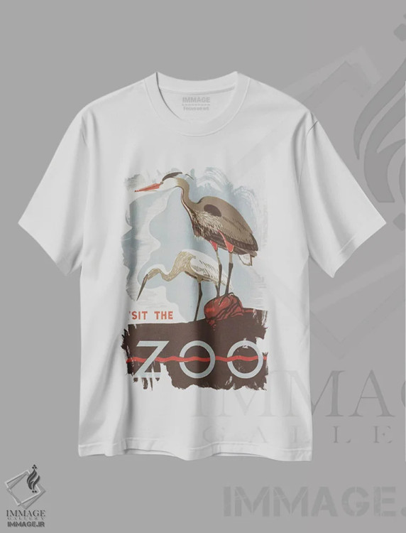 تیشرت سفید طرح دار "بازدید از باغ وحش"، تزئینی اثر کتابخانه کنگره | immage.ir